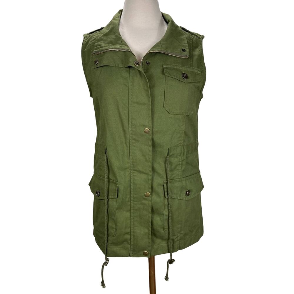 NWT MEANEOR | Olive Green Adjustable Drawstring Utility/Cargo Vest | Women's‎ M